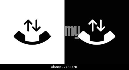 incoming outgoing Phone call icon set in thin line outline style and linear vector sign Stock Vector