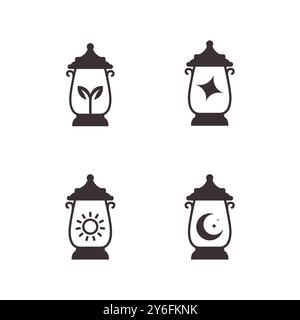 traditional lantern culture set icon collection design vector Stock Vector