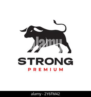 bull mascot flat modern simple logo design vector Stock Vector