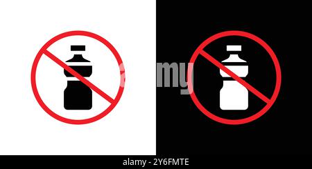 No plastic bottle icon set in thin line outline style and linear vector sign Stock Vector