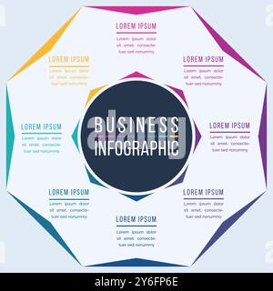 8 Steps business Infographic design 8 steps, objects, elements or options infographic business template Stock Vector
