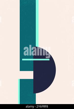 Aesthetic minimalist print with cut elements in modern style. Boho home decor of circles Stock Vector