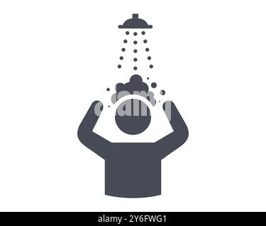black icon wash hair. morning shower. Stock Vector