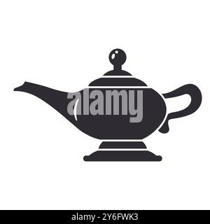 Aladdin's lamp icon on white background. Magic genie vessel. Stock Vector