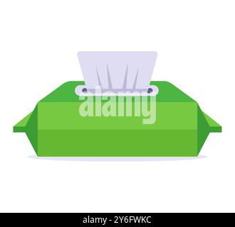 wet wipes in green packaging. alcohol wipes for hands Stock Vector