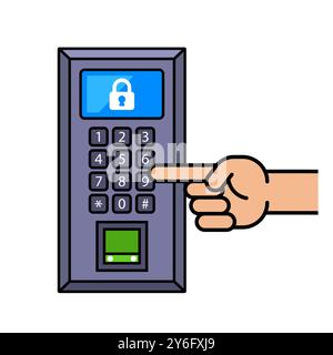 press the pin code on the door. intercom at the entrance of the apartment Stock Vector