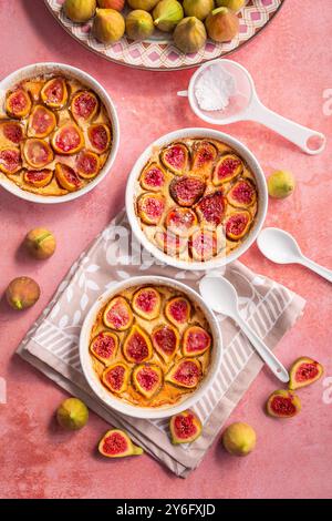 Delicious homemade fig pie on kitchen table Stock Photo
