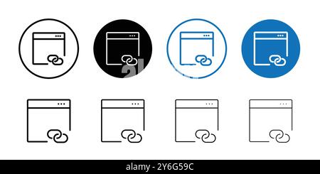 Backlink icon set in thin line outline style and linear vector sign Stock Vector