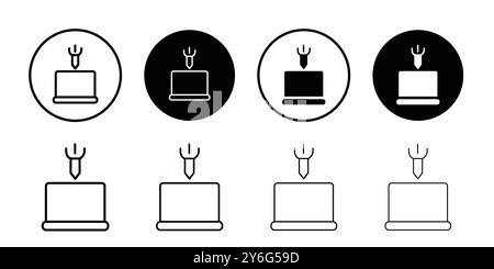 Ddos icon set in thin line outline style and linear vector sign Stock Vector