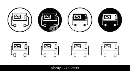 Rescue defibrillator icon set in thin line outline style and linear vector sign Stock Vector