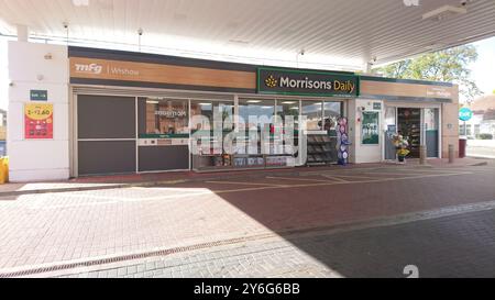 Morrisons Daily Kiosk Shop with Fuel Station now owned by MFG group Stock Photo