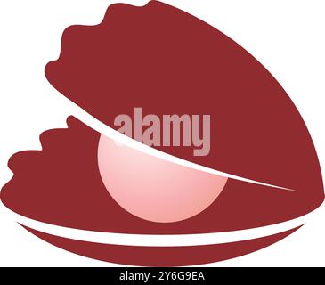 red seashell . pearl logo. red clam logo on the white background, Stock Vector