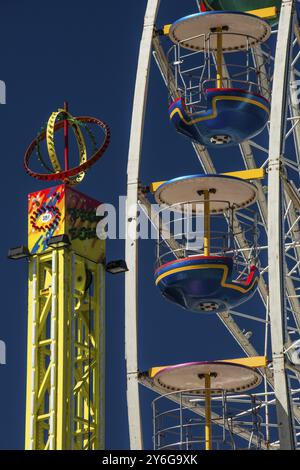 Bergen, Norway, May 2014: close-up and detail of colorful ferris wheel on blue sky, Europe Stock Photo