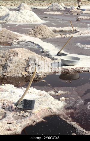 Salt mining on Sambhar lake in India Stock Photo