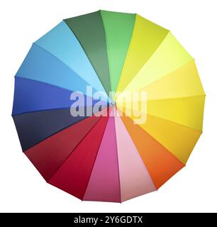 Multicolored umbrella isolated on white Stock Photo
