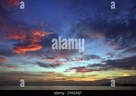 Beautiful sky background after tropical sea sunset Stock Photo