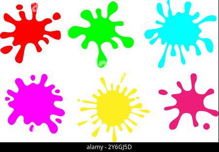 Colorful splash isolated on a white background, vector collection Stock Vector