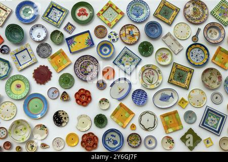 Decorative ornamental plates on the wall Stock Photo