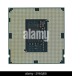 Modern cpu computer chip isolated on white Stock Photo