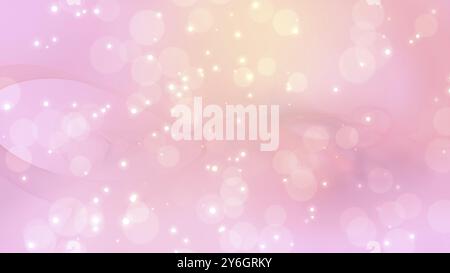 Abstract pink background with shapes and waving lines, Fairy bokeh lights Stock Photo
