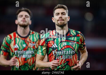 London, UK. 25th Sep, 2024. Jorginho of Arsenal FC ahead of Arsenal FC v Bolton Wanderers FC Carabao Cup Round 3 match at the Emirates Stadium, London, England, United Kingdom on 25 September 2024 Credit: Every Second Media/Alamy Live News Stock Photo