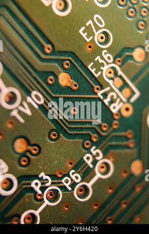 Circuit board, macro closeup Stock Photo