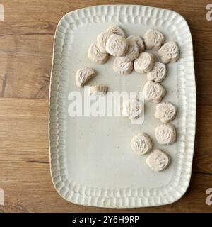 Top View Kue Satu or Koya Cake, Cookies Made from Mung Bean Flour Stock Photo