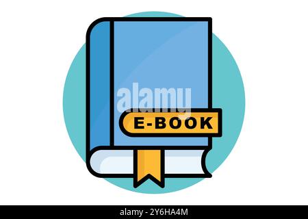 Ebook colored outline icon. icon related to online course. education elements vector illustration Stock Vector