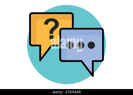 Question answer colored outline icon. icon related to online course. education elements vector illustration Stock Vector