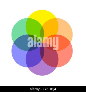 Colorful flower of life, Transparent Color spectrum isolated on white background Stock Vector