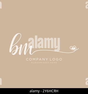 BM Initial handwriting logo design Stock Vector