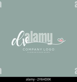 DV Initial handwriting logo design Stock Vector