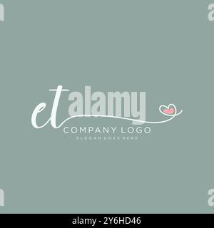 ET Initial handwriting logo design Stock Vector