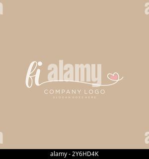 FI Initial handwriting logo design Stock Vector