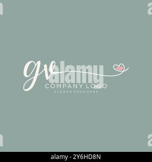 GV Initial handwriting logo design Stock Vector