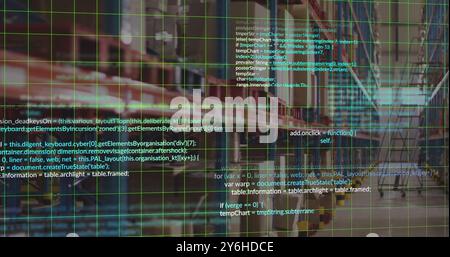 Image of data processing over warehouse Stock Photo