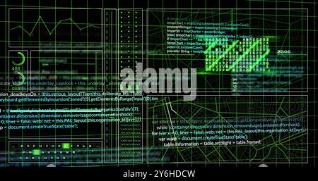 Image of data processing over black background Stock Photo