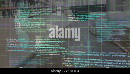 Image of data processing over warehouse Stock Photo