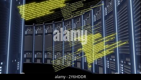 Image of digital data processing over computer servers Stock Photo