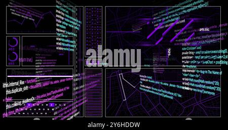 Image of data processing over black background Stock Photo