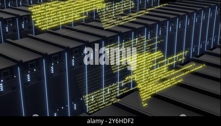 Image of digital data processing over computer servers Stock Photo