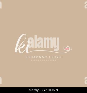 KI Initial handwriting logo design Stock Vector