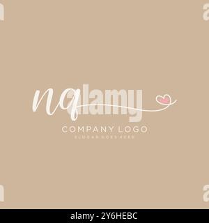 NQ Initial handwriting logo design Stock Vector