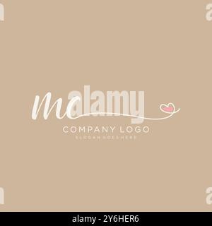 MC Initial handwriting logo design Stock Vector