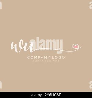 WU Initial handwriting logo design Stock Vector
