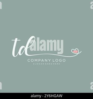 TD Initial handwriting logo design Stock Vector