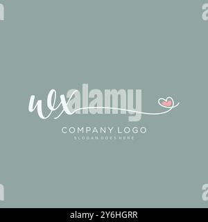 WX Initial handwriting logo design Stock Vector