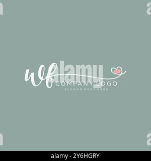 WF Initial handwriting logo design Stock Vector