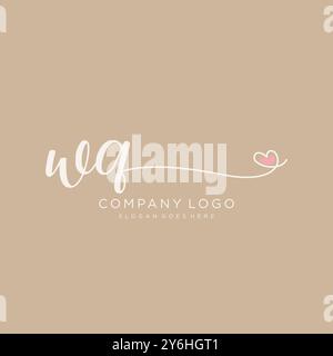 WQ Initial handwriting logo design Stock Vector