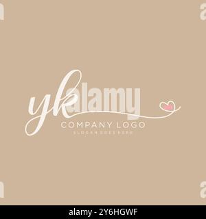 YK Initial handwriting logo design Stock Vector